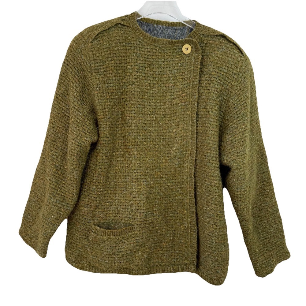 VTG BRUESTLE‎ GERMANY MOHAIR WOMEN WRAP TWEED RAINBOW SWEATER 40 Large Hippie
